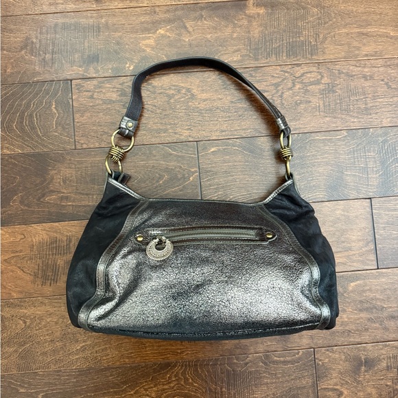 Isabella Fiore Anna Beaded Shoulder Bag Bronze Metallic Leather Boho Hobo - Picture 7 of 11